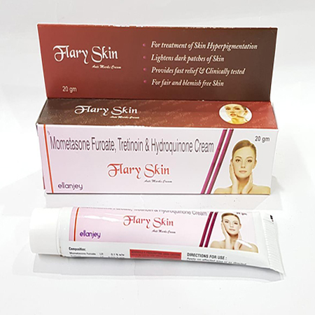 Product Name: Flary Skin, Compositions of Flary Skin are Mometasone Furoate, Tretinion & Hydroquinone Cream - Ellanjey Lifesciences