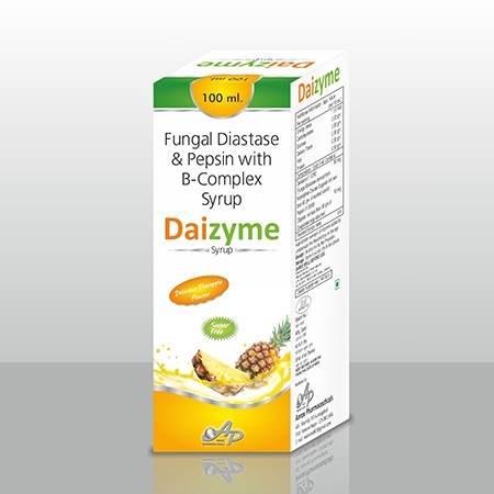 Product Name: Daizyme, Compositions of Daizyme are Fungal Diastate, Pepsin with B-Complex Syrup - Anrox pharmaceuticals