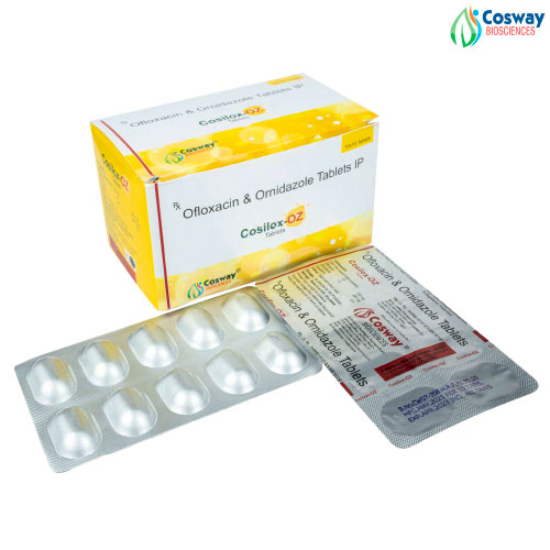 Product Name: COSILOX OZ, Compositions of COSILOX OZ are OFLOXACIN 200 MG+ ORNIDAZOLE 500 MG                                               - Cosway Biosciences