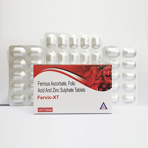 Product Name: Fervic XT, Compositions of Fervic XT are Ferrous Ascrobate, Folic Acid And Zinc Sulphate Tablets - Avico Healthcare Pvt Ltd