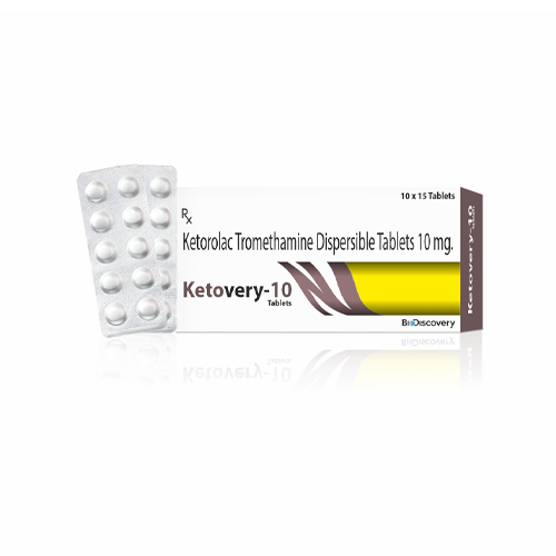 Product Name: Ketovery 10, Compositions of Ketovery 10 are Ketorolac Tromethamine Dispersible Tablets 10 mg. - Biodiscovery Lifesciences Private Limited