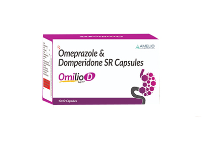 Product Name: Omilio D, Compositions of Omilio D are Omeperazole & Domperidone Sr Capsules - Amelio Pharmaceuticals