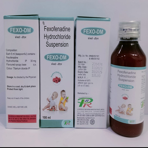 Product Name: FEXO DM , Compositions of Fexofenadine Hydrochloride Suspension  are Fexofenadine Hydrochloride Suspension  - DM Pharma