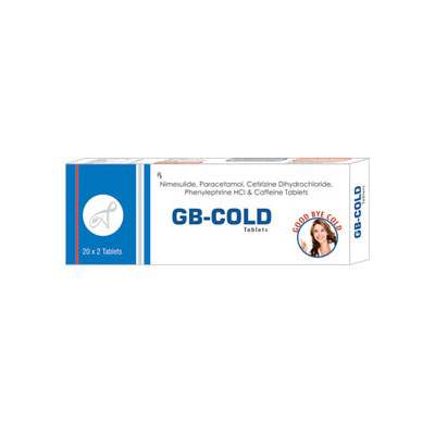 Product Name: GB GOLD, Compositions of GB GOLD are Nimesulidin, Paracetamol, Cextrizine Dihydrogen, Phenylephrine HCL and Cofferine tablets - SB LIFESCIENCES