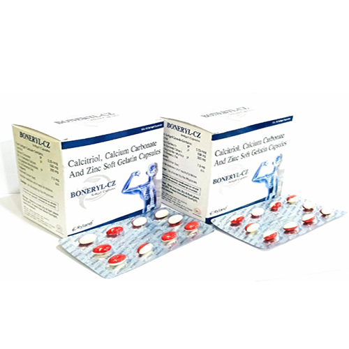 Product Name: Boneryl CZ, Compositions of Boneryl CZ are Calcitriol Calcium Carbonate And Zinc Soft Gelatin Capsule - Ryland Health Care