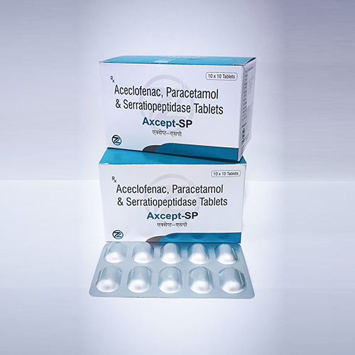 Axcept Sp Aceclofenac Paracetamol Serratiopeptidase Tablets Zenexa Healthcare