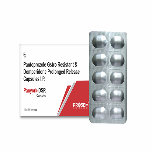 Product Name: Panyork DSR, Compositions of Pantoprozole Gstro Resistant & Domperidone Prolonged Release Capsules I.P. are Pantoprozole Gstro Resistant & Domperidone Prolonged Release Capsules I.P. - Prosem Healthcare