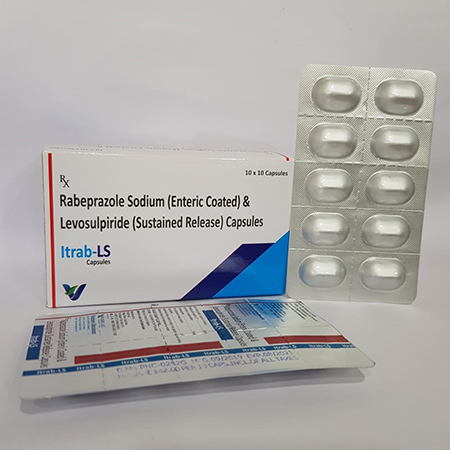 Product Name: ITRAB LS, Compositions of ITRAB LS are Rabeprazole Sodium (Enteric Coated) & Domperidone (Sustained Release) Capsules - Vindcare Lifesciences