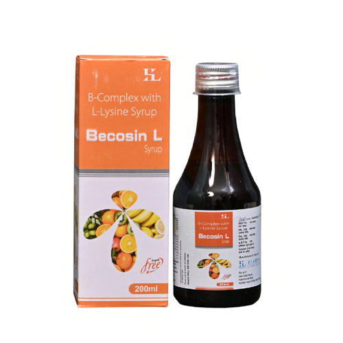 Product Name: Becosin L, Compositions of Becosin L are B-Complex with L-Lysine Syrup - Hikona Lifesciences