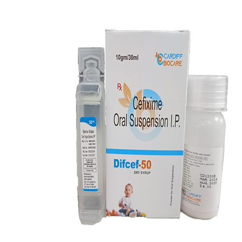 Product Name: Difcef 50, Compositions of Cefixime Oral Suspension I.P are Cefixime Oral Suspension I.P - Cardiff Biocare