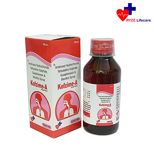Product Name: Kofzime A, Compositions of Ambroxol Hydrochloride , Terbutaline Sulphate , Guiaphenesin & Menthol Syrup are Ambroxol Hydrochloride , Terbutaline Sulphate , Guiaphenesin & Menthol Syrup - Ryze Lifecare