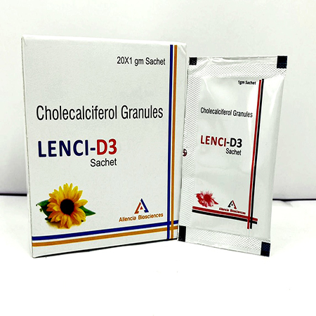 Product Name: Lenci D3, Compositions of Lenci D3 are Cholecalciferol Granules - Hablar Healthcare