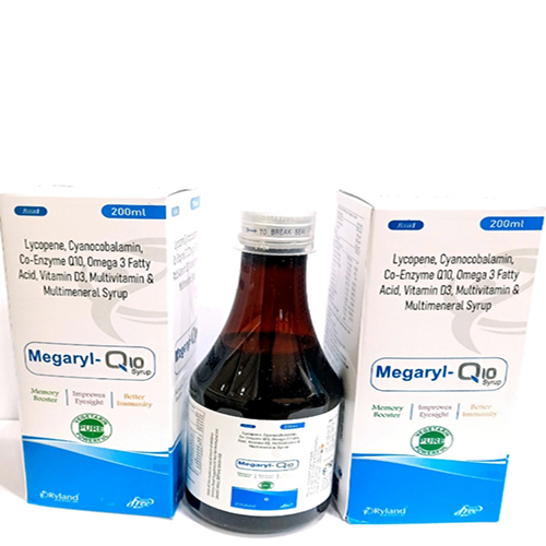 Product Name: Megaryl Q10, Compositions of Megaryl Q10 are Lycopene, Cyanocobalamin, Co-Enzyme Q-10 Omega 3 Fatty Acid, - Ryland Health Care