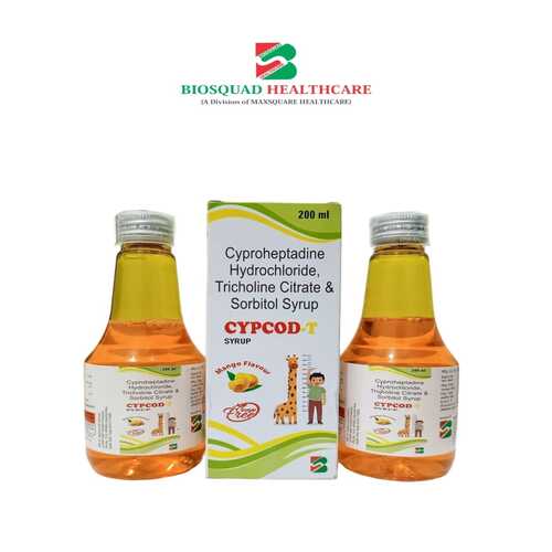 Product Name: CYPCOD, Compositions of CYPCOD are Cyproheptadine Hydrochloride,Tricholine Citrate and Sorbitol Syrup - Biosquad Healthcare