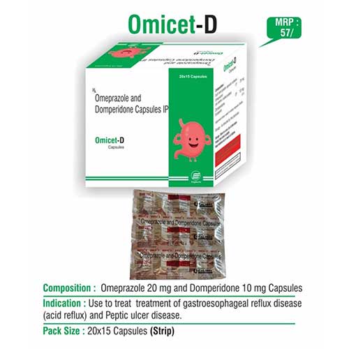 Product Name: Omicet D, Compositions of Omicet D are Omeprazole and Domperidone Capsules IP - Euphoria India Pharmaceuticals