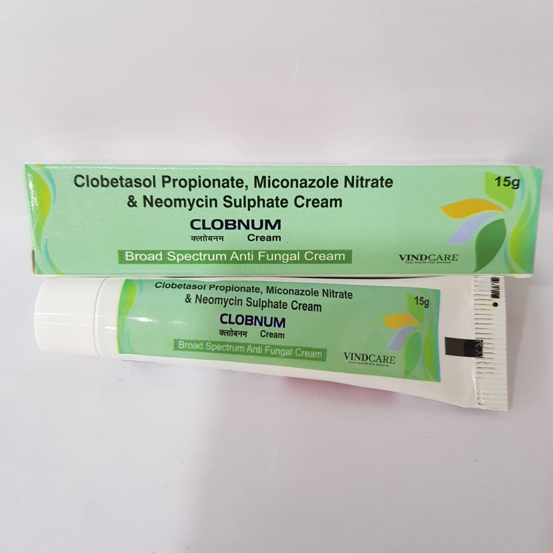 Product Name: CLOBNUM , Compositions of CLOBNUM  are Clobetasol Propionate, Miconazole Nitrate & Neomycin Sulphate Cream - Vindcare Lifesciences