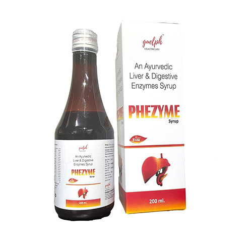 Product Name: Phezyme, Compositions of Phezyme are An Ayurvedic Liver & Digestive Enzymes Syrup - Guelph Healthcare Pvt. Ltd