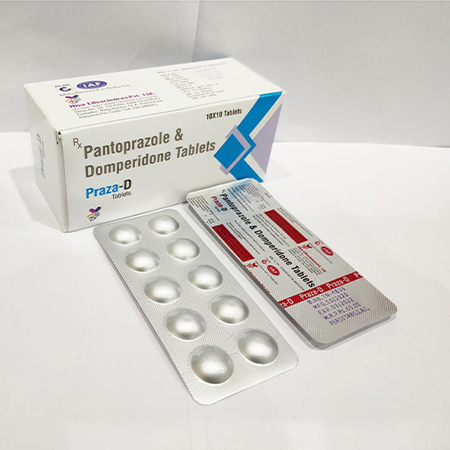 Product Name: Praza D, Compositions of Praza D are Pantoprazole & Domperidone Tablets - Arvoni Lifesciences Private Limited