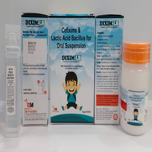 Product Name: DIXIM LB , Compositions of DIXIM LB  are Cefixime & Lactic Acid Bacillus for Oral Suspension  - DM Pharma