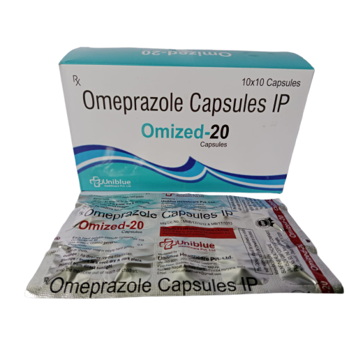 Product Name: Omized 20, Compositions of Omized 20 are Omeprazole Capsules IP - Uniblue Healthcare Private Limited