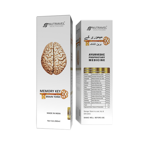 Product Name: MEMORY KEY BRAIN TONIC, Compositions of AYURVEDIC PROPRIETARY MEDICINE are AYURVEDIC PROPRIETARY MEDICINE - Nutravel Healthcare