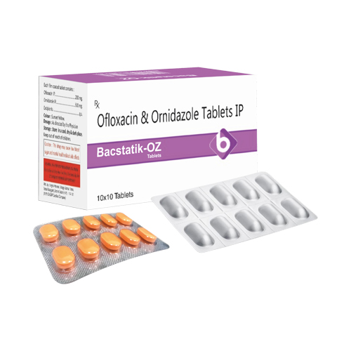 Product Name: BACSTATIK OZ, Compositions of BACSTATIK OZ are Ofloxacin & ornidazole Tablets IP - Biopolis Lifesciences Private Limited