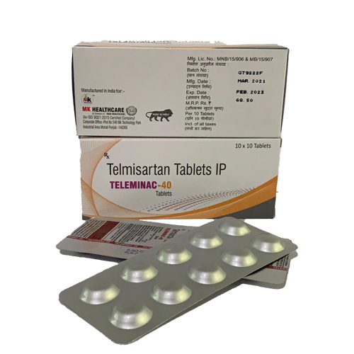 Product Name: TELEMINAC 40, Compositions of Telmisartan Tablets IP are Telmisartan Tablets IP - MK Healthcare