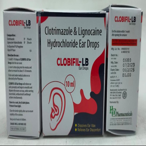 Product Name: CLOBIFIL LB , Compositions of Clotrimazole & Lignocaine Hydrochloride Ear Drops  are Clotrimazole & Lignocaine Hydrochloride Ear Drops  - DM Pharma