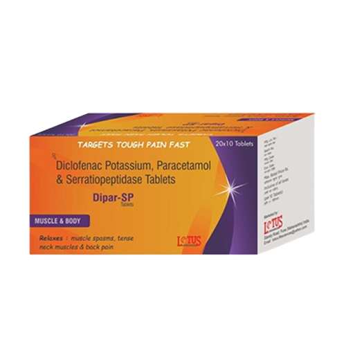 Product Name: Dipar SP  , Compositions of Dipar SP   are Diclofenac Potassium, Paracetamol & Serratiopeptidase Tablets  - Jonathan Biocare