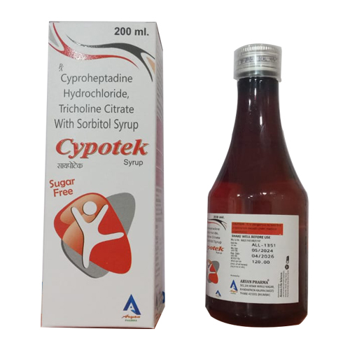 Product Name: CYPOTEK, Compositions of Cyproheptadine Hydrochloride,Tricholine Citrate and Sorbitol Syrup are Cyproheptadine Hydrochloride,Tricholine Citrate and Sorbitol Syrup - Access Life Science