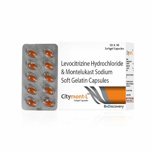 Product Name: Citymont L, Compositions of Citymont L are Levocitrizine Hydrochloride & Montelukast Sodium Soft Gelatin Capsules - Biodiscovery Lifesciences Private Limited