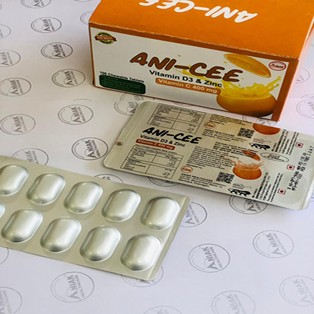 Product Name: Ani Cee, Compositions of Ani Cee are Vitamin D3 & Zinc - Aniak Healthcare