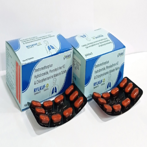 Product Name: Rylkuf D, Compositions of Rylkuf D are Dextromethorphan Hydrobromide, Phenylephrine Hci & Chlorphenirmine Maleate Tablets - Ryland Health Care