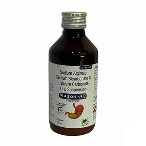 Product Name: Magzer AQ, Compositions of are Sodium Alginate, Sodium Bicarbonate & Calcium Carbonate Oral Suspension - Zerdia Healthcare Private Limited