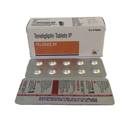 Product Name: TELZOVIT 20, Compositions of Teneligliptin Tablets IP are Teneligliptin Tablets IP - MK Healthcare