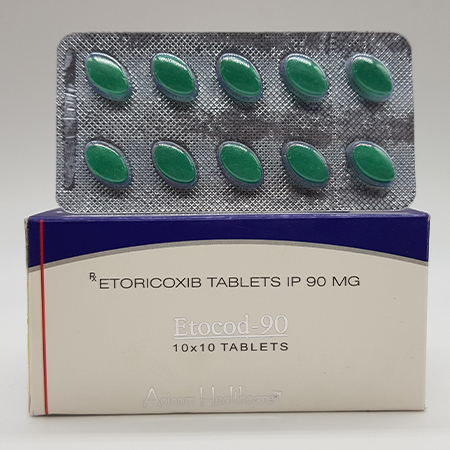 Product Name: Etocod 90, Compositions of Etocod 90 are Etoricoxib Tablets IP 90 mg - Acinom Healthcare