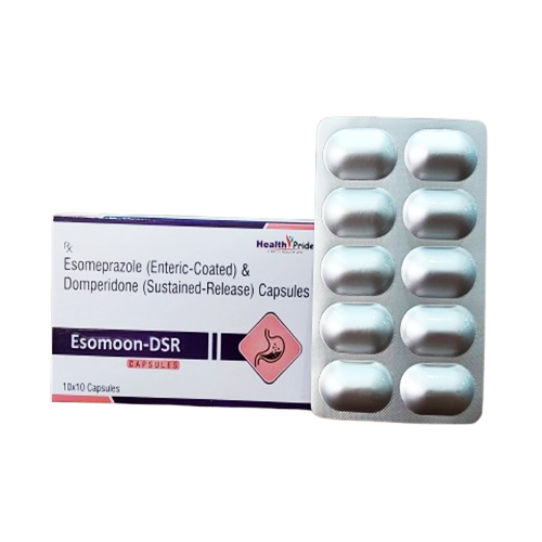 Product Name: ESOMOON DSR, Compositions of ESOMOON DSR are Esomeprazole (Enteric-Coated) & Domperidene (Sustained-Release) Capsules - Health Pride