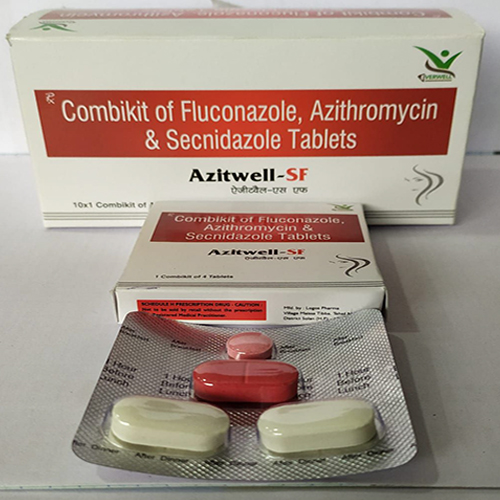 Product Name: Azitwell SF , Compositions of Azitwell SF  are Combikit of Fluconazole, Azithromycin & Secnidazole Tablets  - Everwell Pharma Private Limited