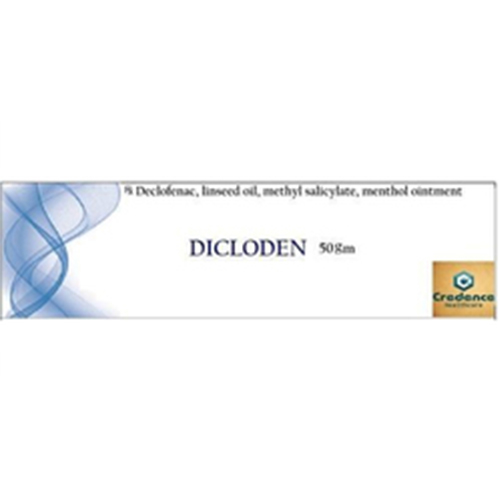 Product Name: Dicloden, Compositions of Declofenac Linseed Oil Methyl Salicylate Menthol Ointment are Declofenac Linseed Oil Methyl Salicylate Menthol Ointment - Credence Healthcare