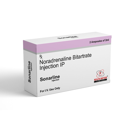 Product Name: SONARLINE, Compositions of SONARLINE are Noradrenaline Bitartrate Injection IP - Health Biotech Limited