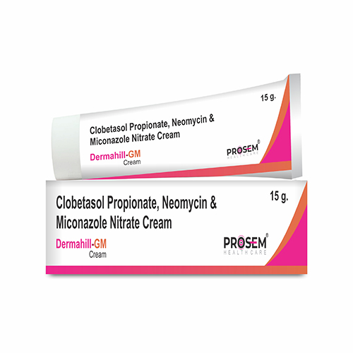 Product Name: Dermahill GM, Compositions of Dermahill GM are Clobetasol Propionate, Neomycin & Miconazole Nitrate Cream - Prosem Healthcare