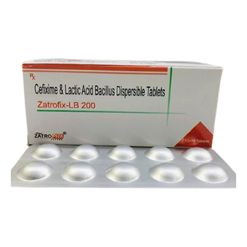 Product Name: Zatrofix LB 200, Compositions of Zatrofix LB 200 are Cefixime & Lactic Acid Bacillus Dispersible Tablets - Zatropha Pharma