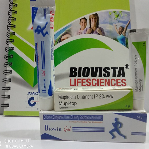 Product Name: Biow In Gel, Compositions of Biow In Gel are Diclofenac Detinylomine Linseed Oil Methyl Sofcylote & Mnthol Gel - Biovista Lifesciences