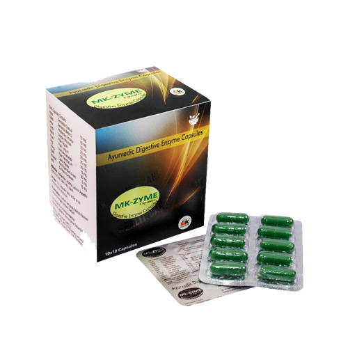 Product Name: MK ZYME, Compositions of MK ZYME are Ayurvedic Digestive Enzyme Copsules - MK Healthcare