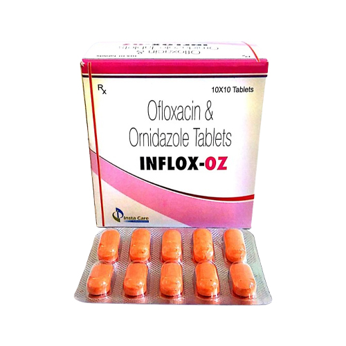 Product Name: INFLOX OZ, Compositions of INFLOX OZ are Ofloxacin & Ornidazole Tablets IP - Insta Care Lifesciences