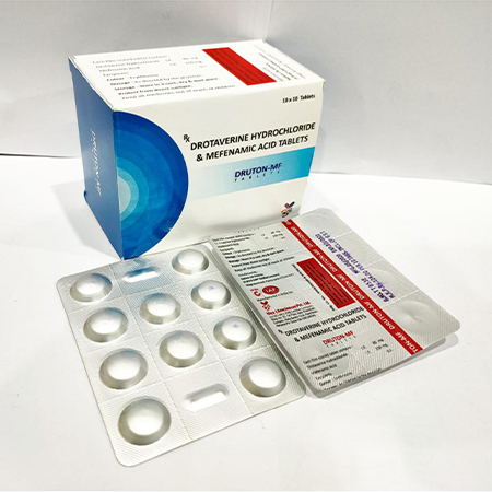 Product Name: Druton MF, Compositions of Drotaverine Hydrochloride & Mefenamic Acid Tablets are Drotaverine Hydrochloride & Mefenamic Acid Tablets - Arvoni Lifesciences Private Limited