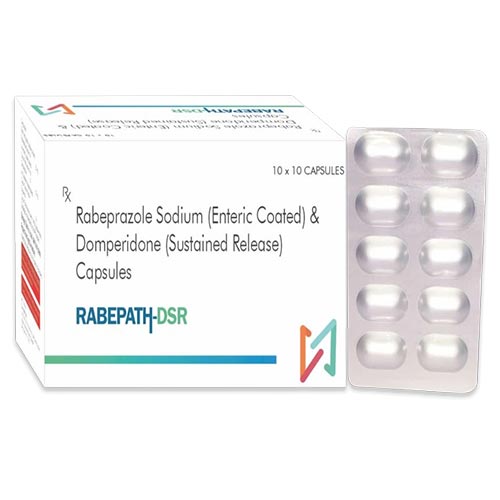 Product Name: RABEPATH DSR, Compositions of RABEPATH DSR are Rabeprazole Sodium (Entric Coated) & Domperidone (Sustained Release) Capsules - Truepath Healthcare