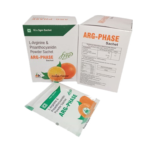 Product Name: ARG PHASE Sachet, Compositions of ARG PHASE Sachet are L-Arginine & Proanthocyanidin Powder Sachet - MK Healthcare