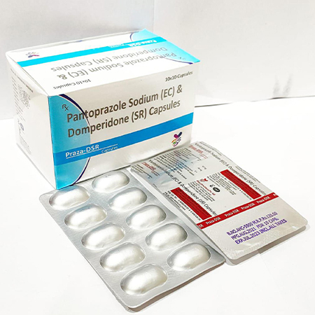 Product Name: Praza DSR, Compositions of Pantoprazole Sodium (EC) & Domperidone (SR) Capsules are Pantoprazole Sodium (EC) & Domperidone (SR) Capsules - Arvoni Lifesciences Private Limited