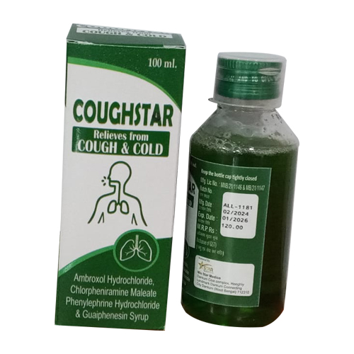 Product Name: COUGHSTAR, Compositions of COUGHSTAR are Ambroxol Hydrochloride, Chlorpheniramin Maleate Phenylephrine Hydrochloride & Guaiphenesin Syrup - Access Life Science